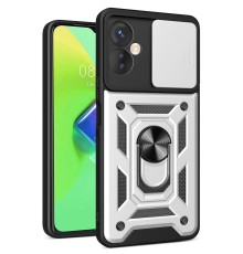 İnfinix Hot 30 4G Kılıf Pars Lens Yüzüklü Silikon - Gümüş
