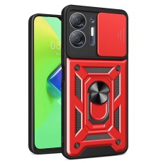 İnfinix Hot 30 5G Kılıf Pars Lens Yüzüklü Silikon - Kırmızı
