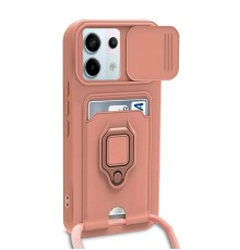 Xiaomi Redmi Note 13 Pro 5G Kılıf Zuma Kartvizitli Yüzüklü Silikon - Pembe