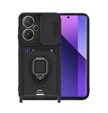 Xiaomi Redmi Note 13 Pro Plus Kılıf Zuma Kartvizitli Yüzüklü Silikon - Siyah