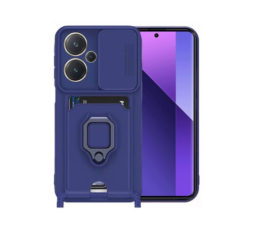 Xiaomi Redmi Note 13 Pro Plus Kılıf Zuma Kartvizitli Yüzüklü Silikon - Lacivert