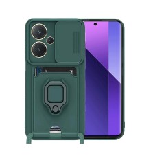 Xiaomi Redmi Note 13 Pro Plus Kılıf Zuma Kartvizitli Yüzüklü Silikon - Yeşil