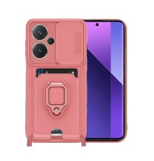 Xiaomi Redmi Note 13 Pro Plus Kılıf Zuma Kartvizitli Yüzüklü Silikon - Pembe