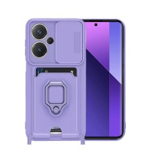Xiaomi Redmi Note 13 Pro Plus Kılıf Zuma Kartvizitli Yüzüklü Silikon - Lila