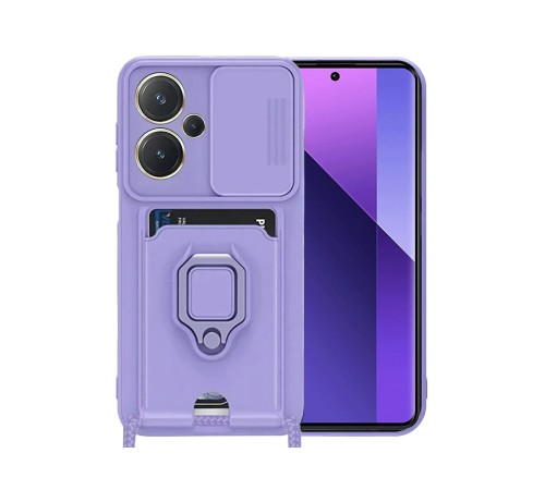 Xiaomi Redmi Note 13 Pro Plus Kılıf Zuma Kartvizitli Yüzüklü Silikon - Lila
