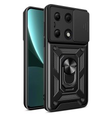 Xiaomi Poco M6 Pro 4G Kılıf Pars Lens Yüzüklü Silikon - Siyah