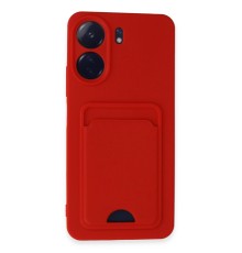Xiaomi Redmi 13C Kılıf Kelvin Kartvizitli Silikon - Kırmızı