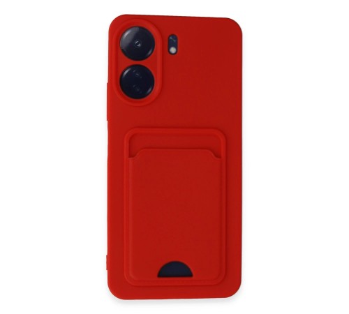 Xiaomi Redmi 13C Kılıf Kelvin Kartvizitli Silikon - Kırmızı Xiaomi Redmi 13C Kılıf Kelvin Kartvizitli Silikon - Kırmızı