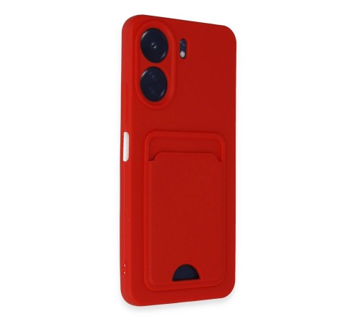 Xiaomi Redmi 13C Kılıf Kelvin Kartvizitli Silikon - Kırmızı Xiaomi Redmi 13C Kılıf Kelvin Kartvizitli Silikon - Kırmızı