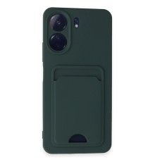 Xiaomi Redmi 13C Kılıf Kelvin Kartvizitli Silikon - Koyu Yeşil