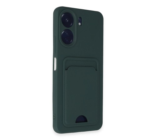 Xiaomi Redmi 13C Kılıf Kelvin Kartvizitli Silikon - Koyu Yeşil Xiaomi Redmi 13C Kılıf Kelvin Kartvizitli Silikon - Koyu Yeşil