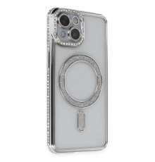 iPhone 14 Kılıf Joke Simli Magneticsafe Kılıf - Gümüş
