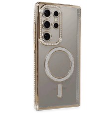 Samsung Galaxy S24 Ultra Kılıf Joke Simli Magneticsafe Kılıf - Gold