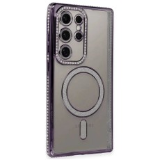 Samsung Galaxy S24 Ultra Kılıf Joke Simli Magneticsafe Kılıf - Derin Mor
