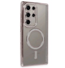 Samsung Galaxy S24 Ultra Kılıf Joke Simli Magneticsafe Kılıf - Pembe