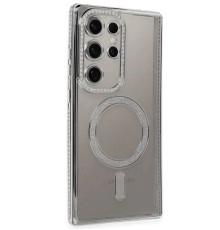 Samsung Galaxy S24 Ultra Kılıf Joke Simli Magneticsafe Kılıf - Gümüş
