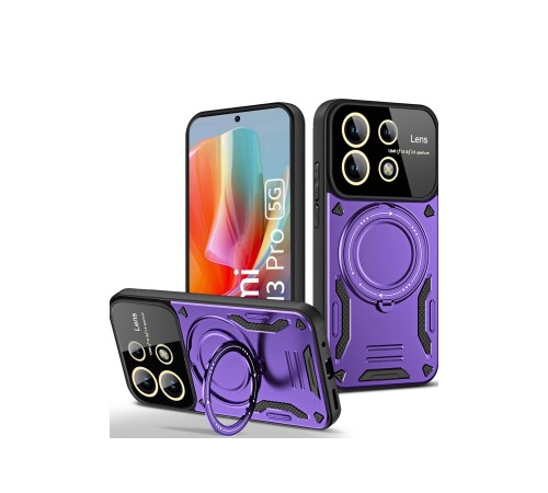Xiaomi Redmi Note 13 Pro 5G Kılıf Joy Lens Standlı Kapak - Mor Xiaomi Redmi Note 13 Pro 5G Kılıf Joy Lens Standlı Kapak - Mor