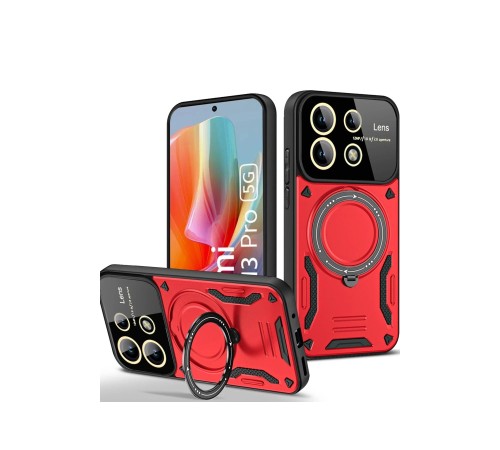 Xiaomi Redmi Note 13 Pro 5G Kılıf Joy Lens Standlı Kapak - Kırmızı