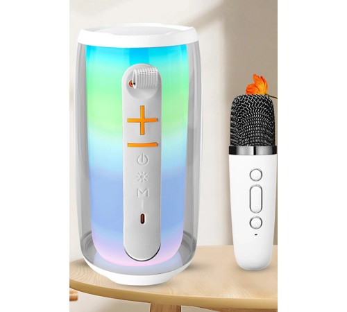 Pluse 6 Mikrofonlu RGB Kablosuz Hoparlör - Beyaz Pluse 6 Mikrofonlu RGB Kablosuz Hoparlör - Beyaz