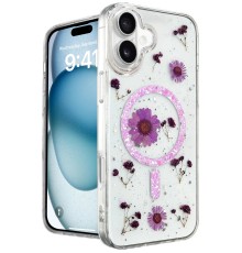 iPhone 16 Kılıf Daisy Simli Magsafe Kapak - Mor