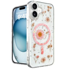 iPhone 16 Kılıf Daisy Simli Magsafe Kapak - Pembe
