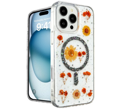 iPhone 16 Pro Kılıf Daisy Simli Magsafe Kapak - Siyah