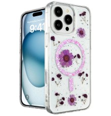 iPhone 16 Pro Kılıf Daisy Simli Magsafe Kapak - Mor