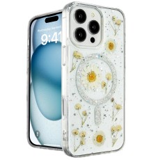 iPhone 16 Pro Kılıf Daisy Simli Magsafe Kapak - Gümüş