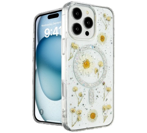 iPhone 16 Pro Kılıf Daisy Simli Magsafe Kapak - Gümüş iPhone 16 Pro Kılıf Daisy Simli Magsafe Kapak - Gümüş