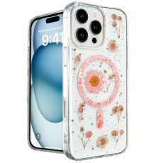 iPhone 16 Pro Kılıf Daisy Simli Magsafe Kapak - Pembe