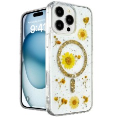 iPhone 16 Pro Kılıf Daisy Simli Magsafe Kapak - Gold