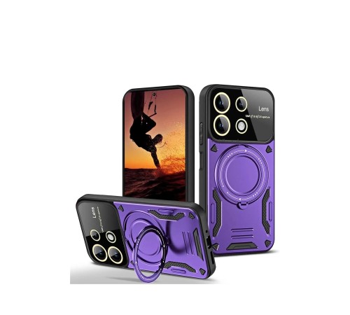 Xiaomi Redmi 13 4G Kılıf Joy Lens Standlı Kapak - Mor Xiaomi Redmi 13 4G Kılıf Joy Lens Standlı Kapak - Mor