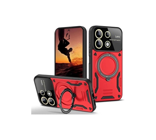 Xiaomi Redmi 13 4G Kılıf Joy Lens Standlı Kapak - Kırmızı Xiaomi Redmi 13 4G Kılıf Joy Lens Standlı Kapak - Kırmızı