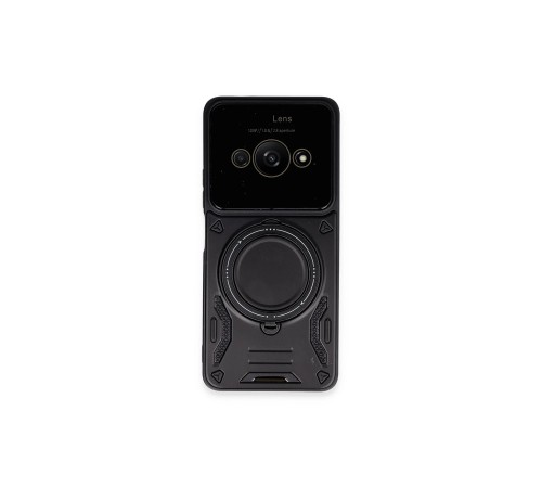 Xiaomi Poco C61 Kılıf Joy Lens Standlı Kapak - Siyah Xiaomi Poco C61 Kılıf Joy Lens Standlı Kapak - Siyah