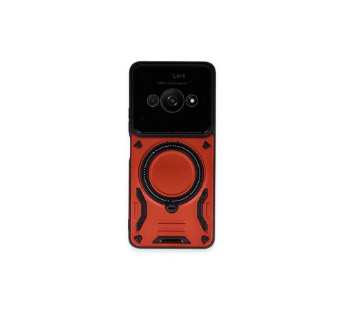 Xiaomi Poco C61 Kılıf Joy Lens Standlı Kapak - Kırmızı Xiaomi Poco C61 Kılıf Joy Lens Standlı Kapak - Kırmızı