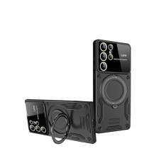 Samsung Galaxy S24 Ultra Kılıf Joy Lens Standlı Kapak - Siyah