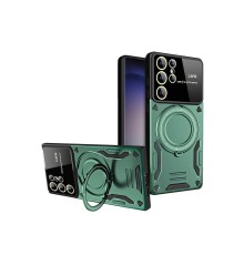 Samsung Galaxy S24 Ultra Kılıf Joy Lens Standlı Kapak - Koyu Yeşil