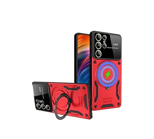 Samsung Galaxy S24 Ultra Kılıf Joy Lens Standlı Kapak - Kırmızı Samsung Galaxy S24 Ultra Kılıf Joy Lens Standlı Kapak - Kırmızı
