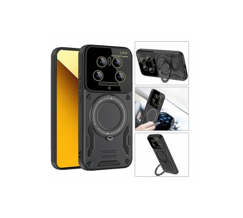 Xiaomi Mi 14 Ultra Kılıf Joy Lens Standlı Kapak - Siyah Xiaomi Mi 14 Ultra Kılıf Joy Lens Standlı Kapak - Siyah