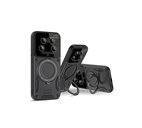 Xiaomi Mi 14 Ultra Kılıf Joy Lens Standlı Kapak - Siyah Xiaomi Mi 14 Ultra Kılıf Joy Lens Standlı Kapak - Siyah