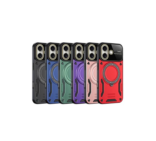 iPhone 16 Kılıf Joy Lens Standlı Kapak - Siyah iPhone 16 Kılıf Joy Lens Standlı Kapak - Siyah