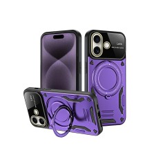 iPhone 16 Kılıf Joy Lens Standlı Kapak - Mor