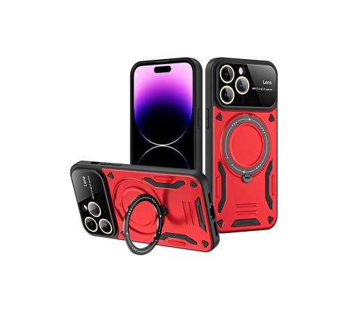 iPhone 16 Pro Kılıf Joy Lens Standlı Kapak - Kırmızı iPhone 16 Pro Kılıf Joy Lens Standlı Kapak - Kırmızı