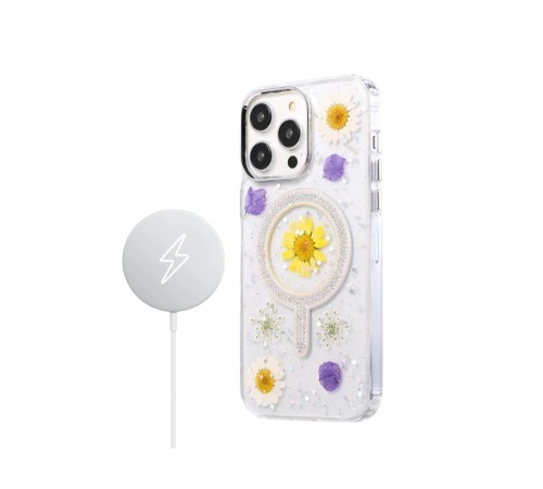 iPhone 14 Pro Flower Magsafe Kapak - Sarı iPhone 14 Pro Flower Magsafe Kapak - Sarı