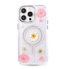 iPhone 14 Pro Flower Magsafe Kapak - Pembe
