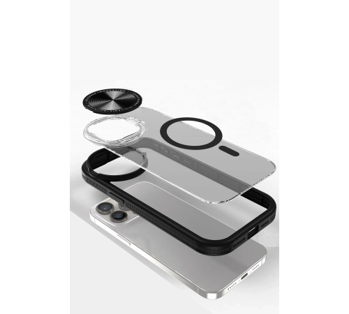 iPhone 14 Kılıf Teleskop Lens Magsafe Silikon Kapak - Siyah