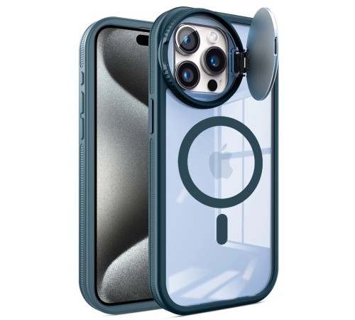 iPhone 15 Pro Kılıf Teleskop Lens Magsafe Silikon Kapak - Lacivert