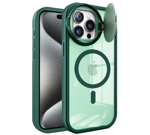 iPhone 15 Pro Kılıf Teleskop Lens Magsafe Silikon Kapak - Koyu Yeşil