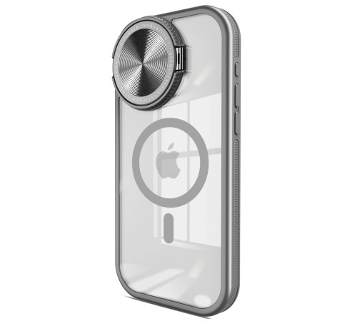 iPhone 15 Pro Kılıf Teleskop Lens Magsafe Silikon Kapak - Titan Gri