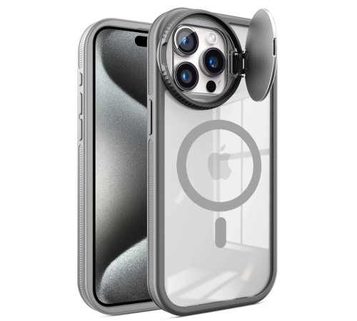 iPhone 15 Pro Kılıf Teleskop Lens Magsafe Silikon Kapak - Titan Gri